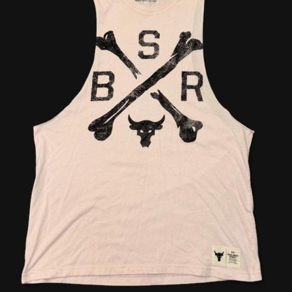 Under Armour Project Rock BSR Cut-Off Gym Tank Top – Light Pink (Size Large)